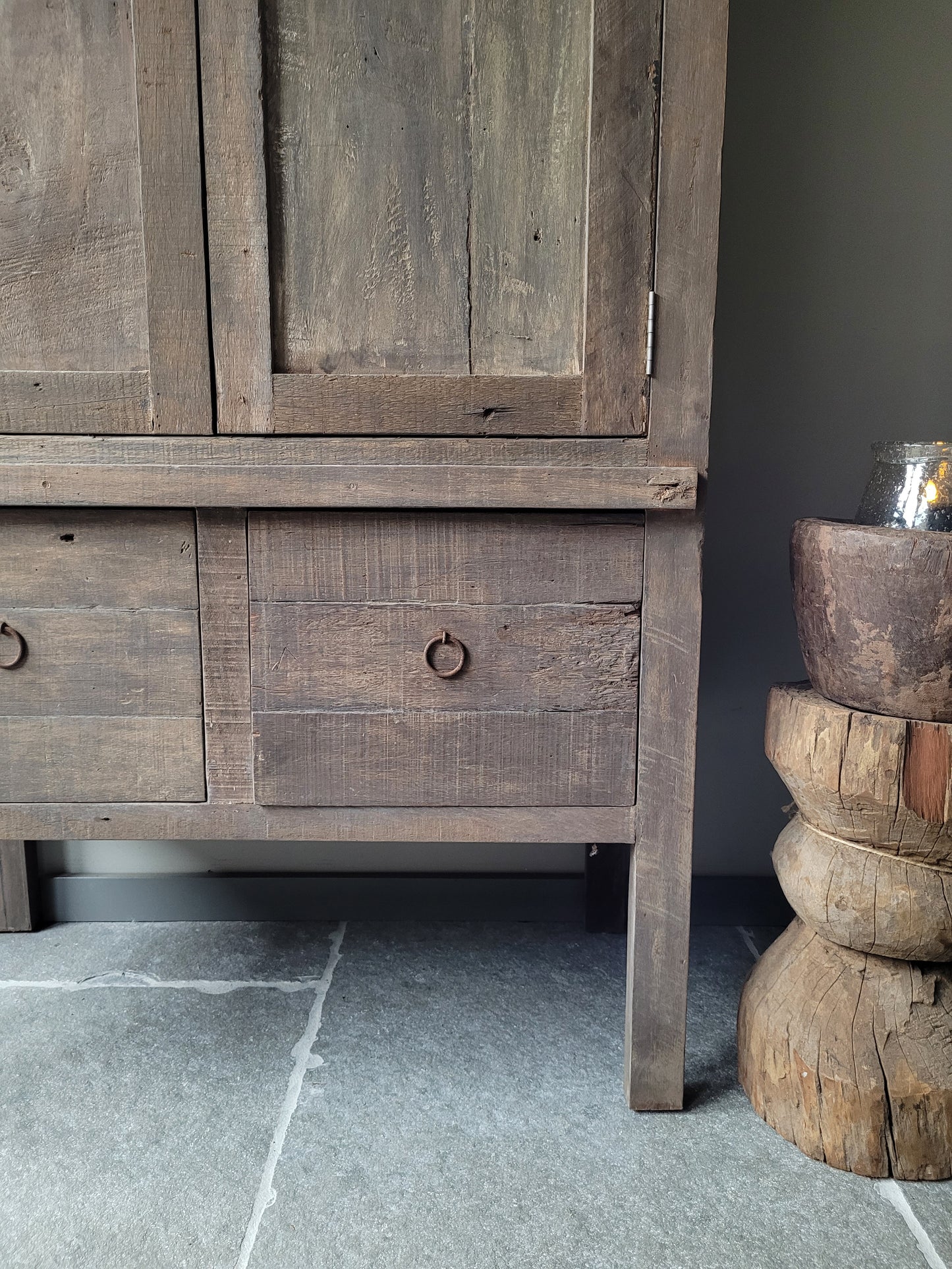 Kast oud hout driftwood 2-deurs sober