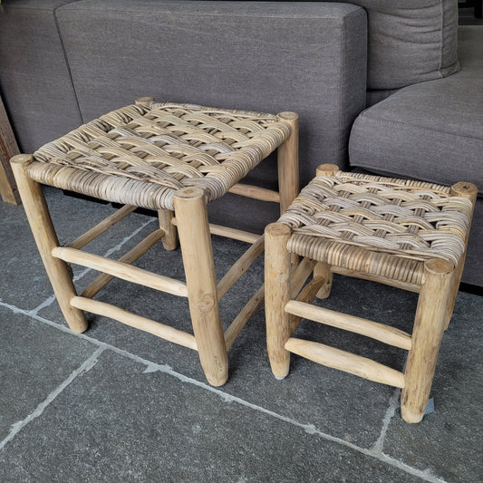 Rotan bijzettafel | kruk M