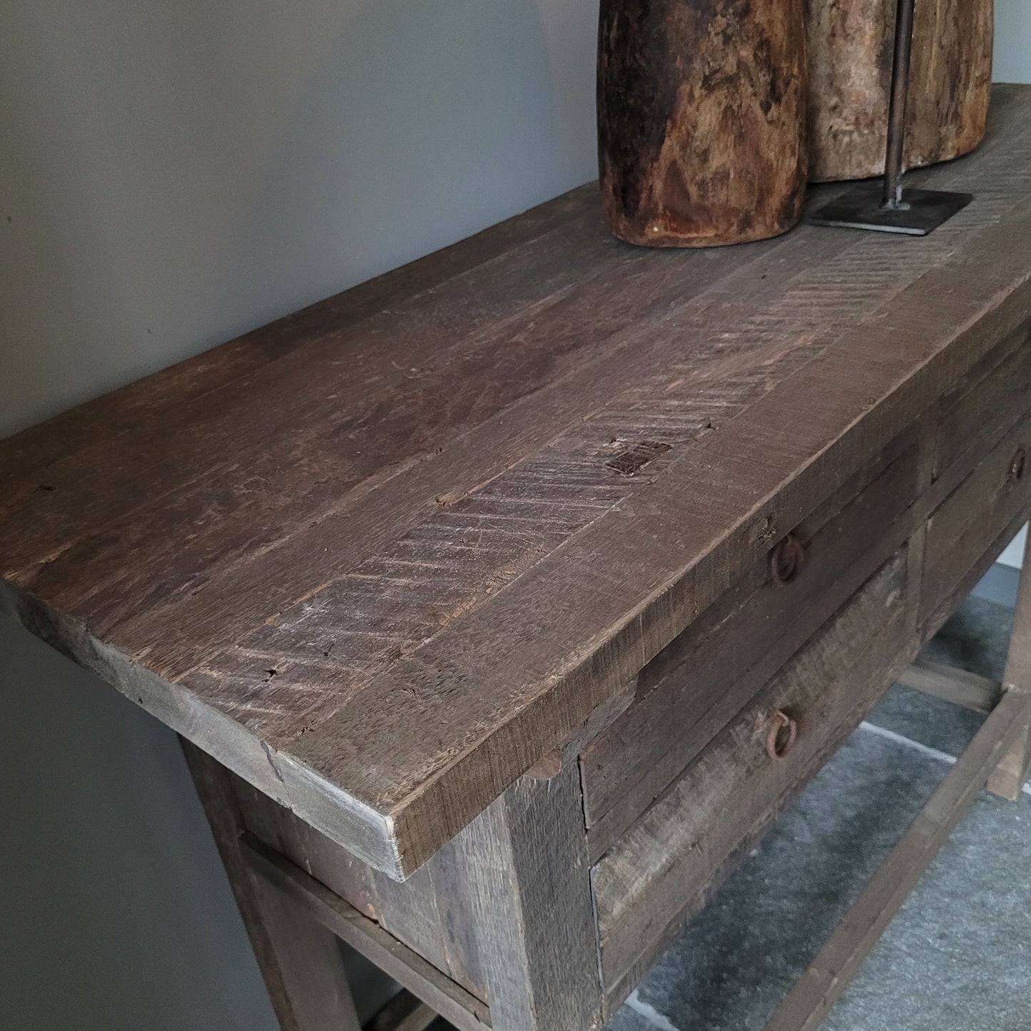 Sidetable oud hout driftwood sober 4 lades