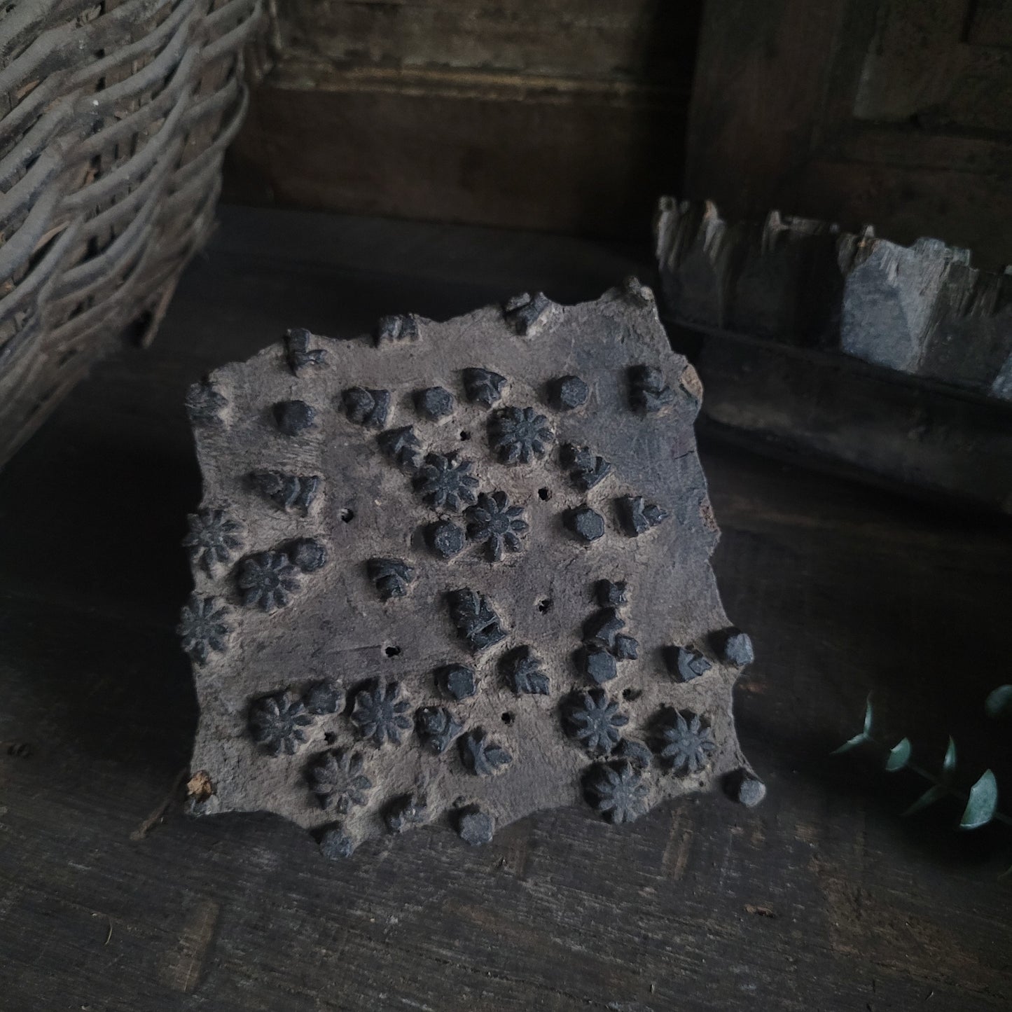 Oud houten batik stempel nr. 6