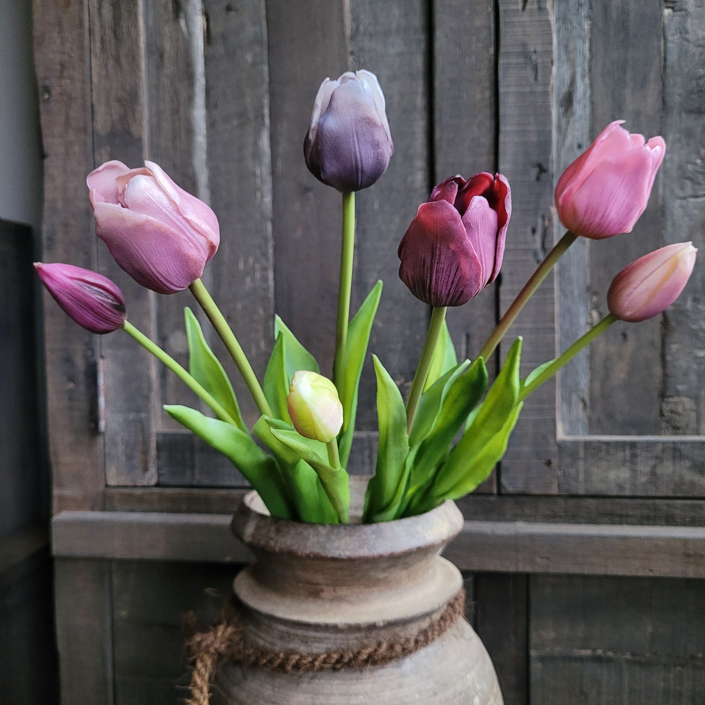Bos kunst tulpen mix paars 47cm