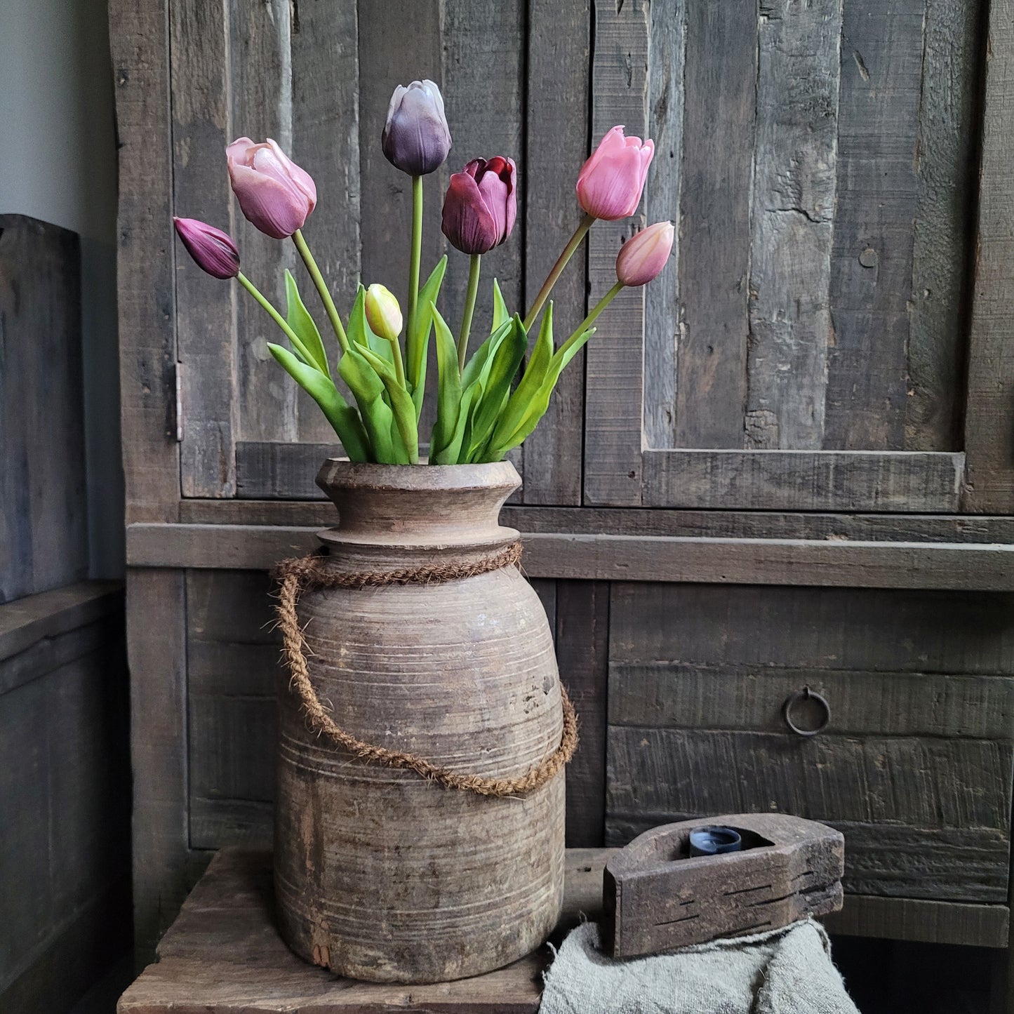 Bos kunst tulpen mix paars 47cm
