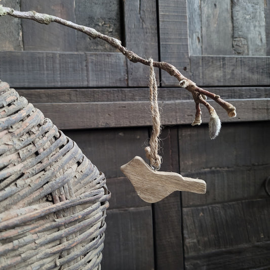 Vogel hanger aan touw hout
