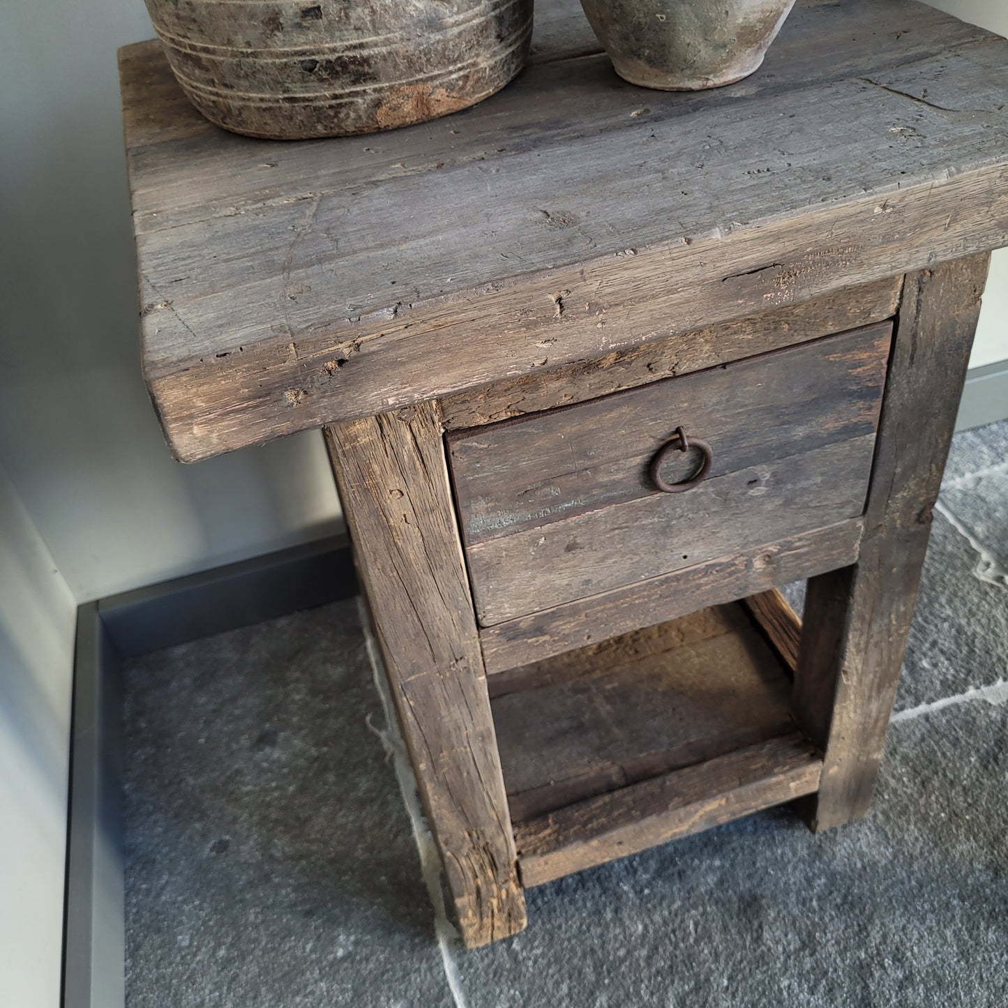 Nachtkastje | bijzettafel oud hout driftwood 1 lade