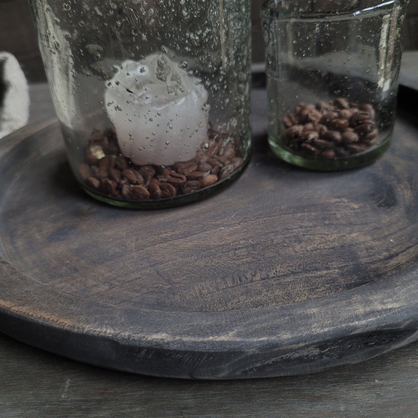 Houten serveerplank | chopping board | plank rond met handvat 35cm