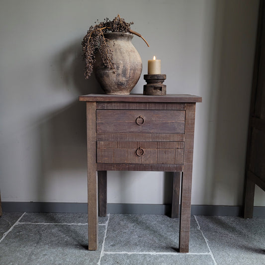 Sidetable | bijzettafel oud hout driftwood 2 lades