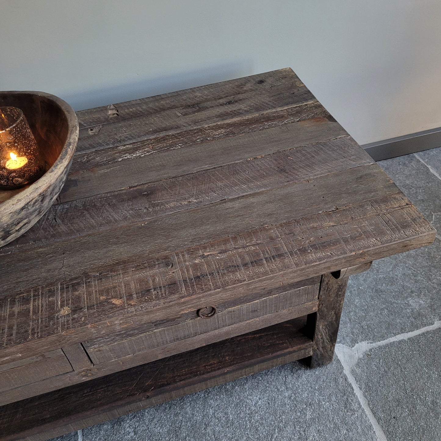 Salontafel driftwood Jenong 2 lades + onderblad