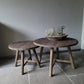 Salontafel rond oud hout driftwood set van 2