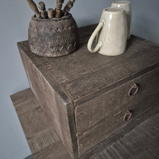 Houten bak driftwood | 2 lades koffiecups