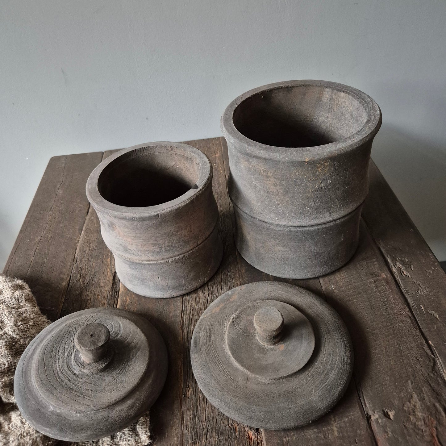 Houten pot met deksel S