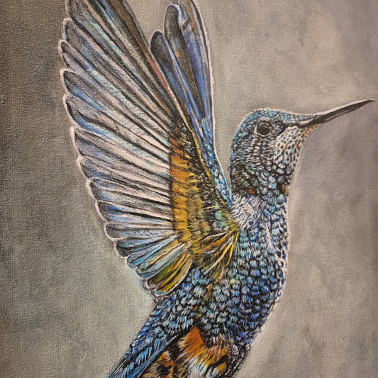 Stoer & sober schilderij Ijsvogel handgeschilderd