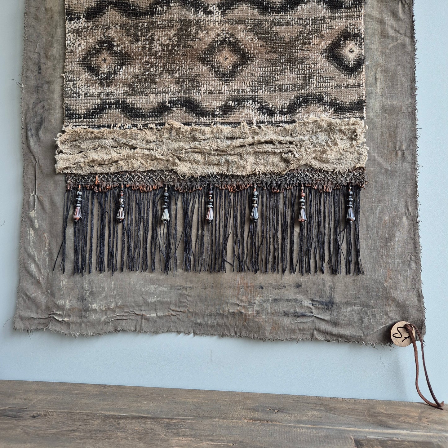 Uniek handgemaakt wanddoek kelim San7