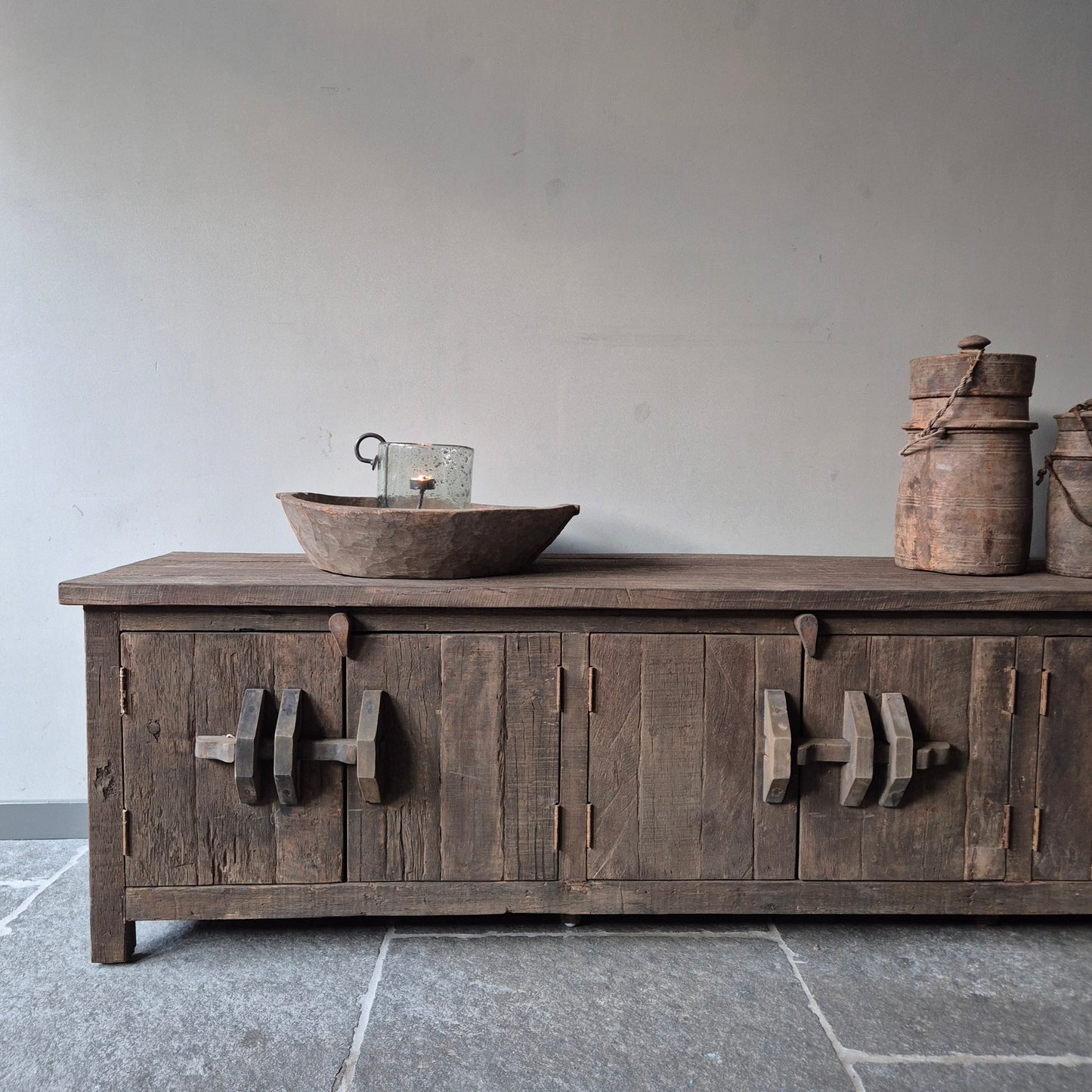 Landelijk tv meubel 210cm | schuifslot | driftwood
