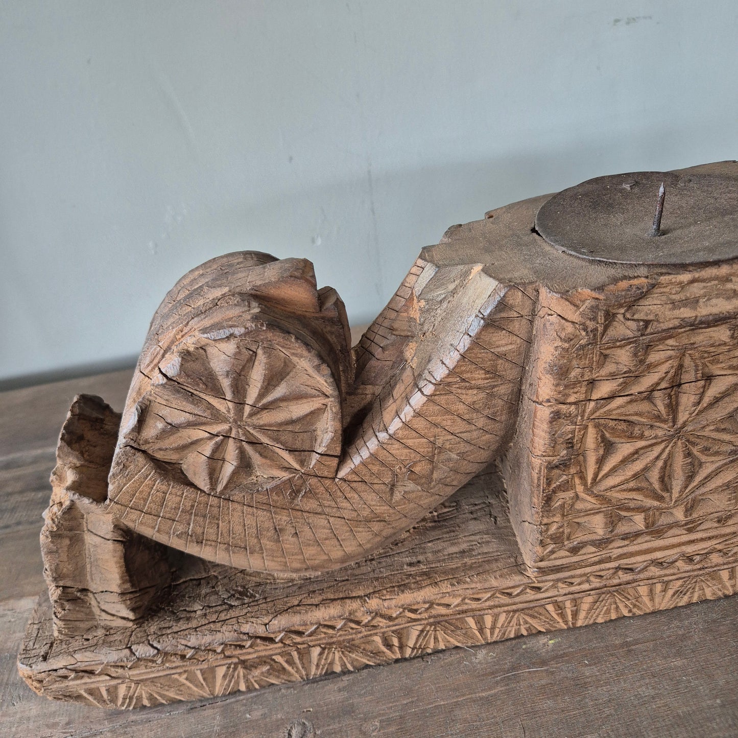 Uniek oud houten ornament nr. 4