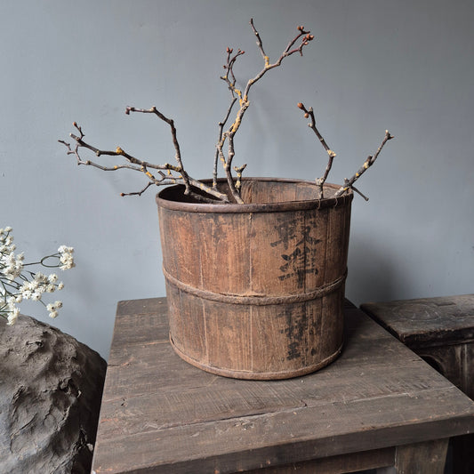 Houten pot | kruik met ijzeren beslag nr. 3