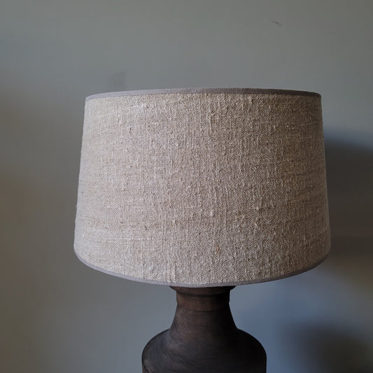 Houten baluster tafellamp incl. shabby kap