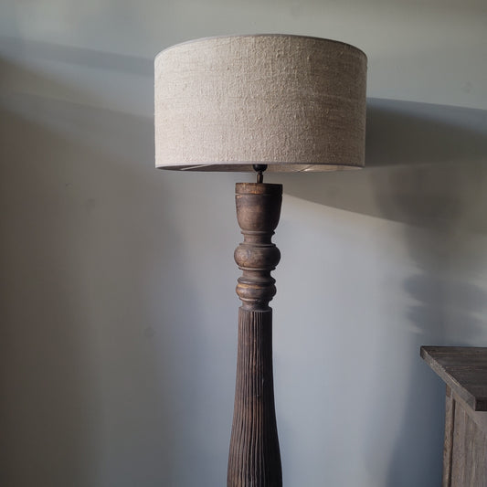 Houten baluster vloerlamp incl. shabby kap