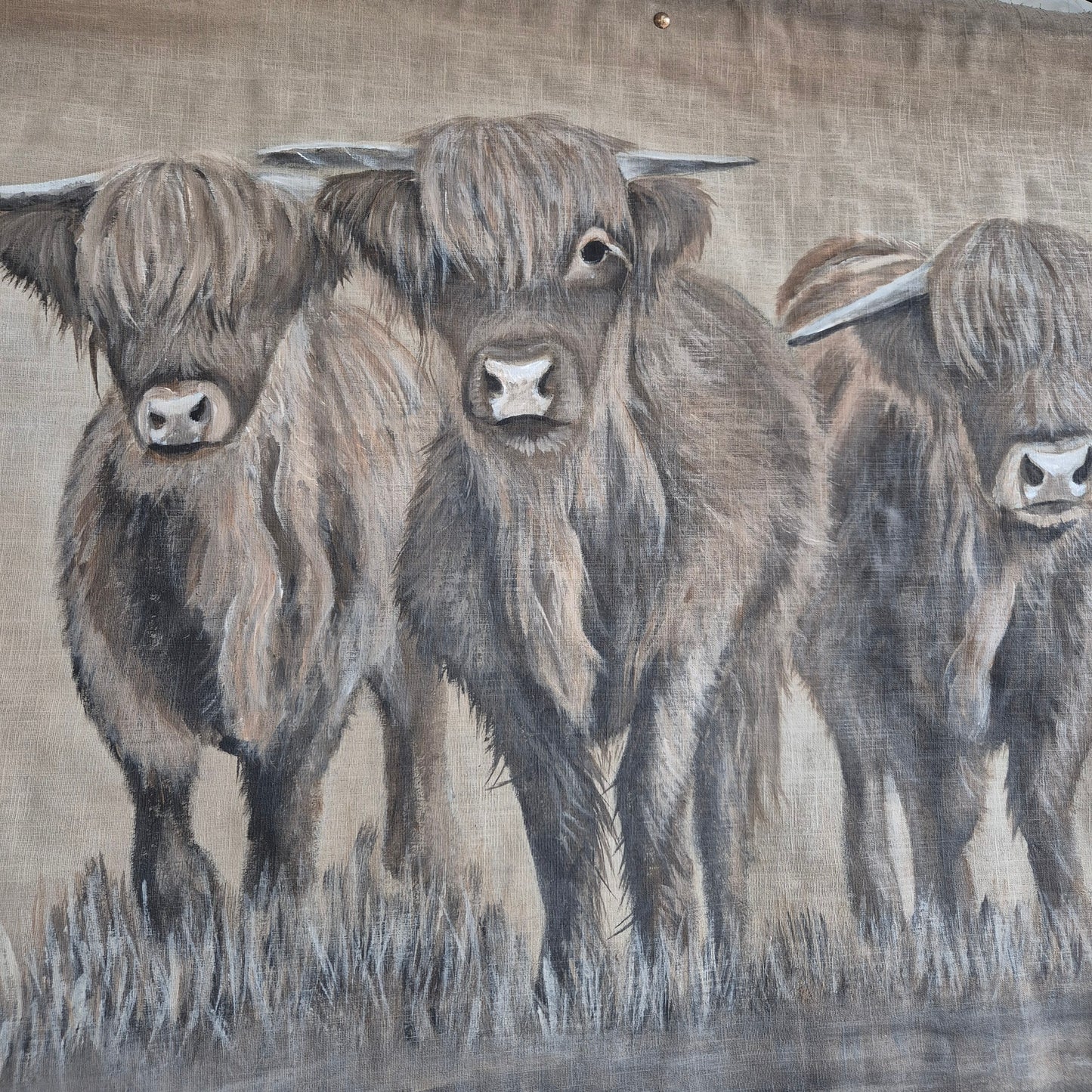 Uniek handgeschilderd doek hooglanders San7