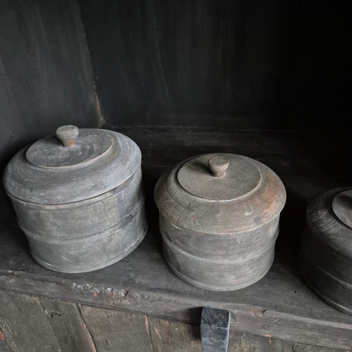 Houten pot met deksel M