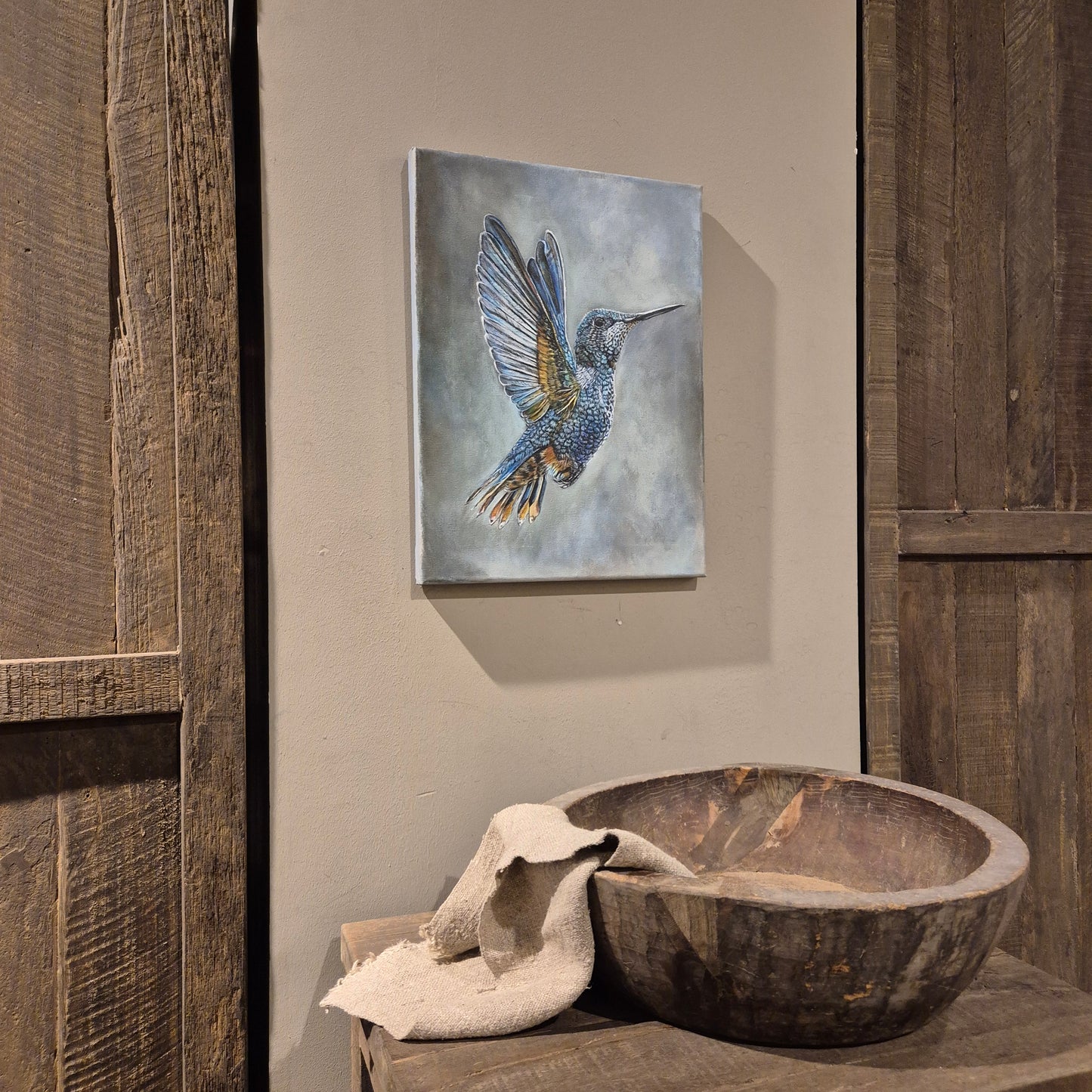 Stoer & sober schilderij Ijsvogel handgeschilderd