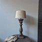 Houten balusterlamp incl. shabby kap L