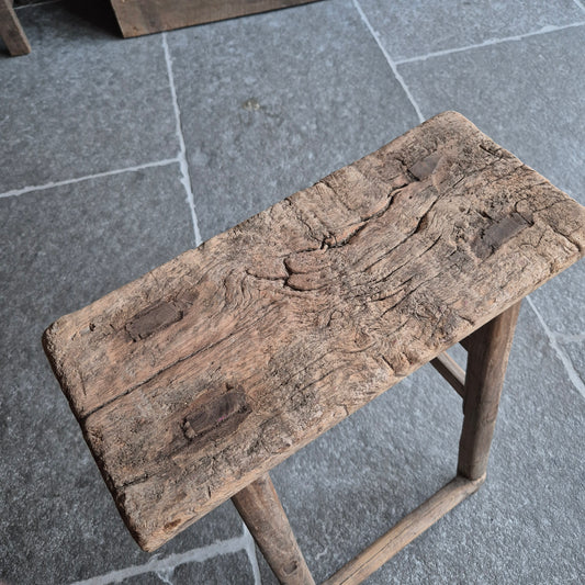 Uniek oud houten Chinese kruk | bankje