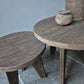 Salontafel rond oud hout driftwood set van 2