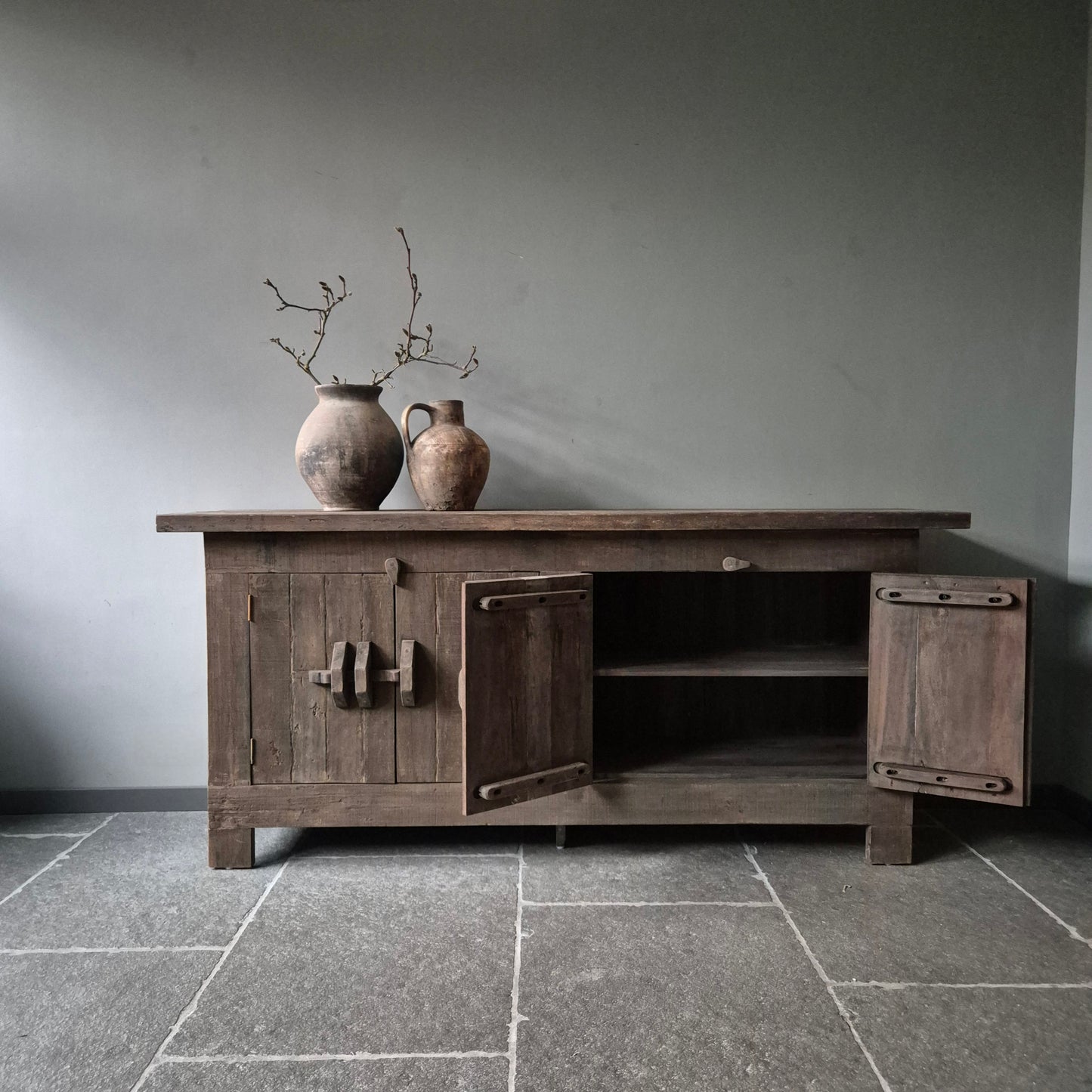 Dressoir oud hout driftwood schuifslot