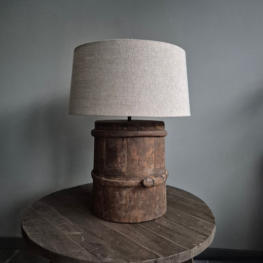 Houten kruiklamp uniek | incl. lampenkap