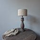 Houten balusterlamp rond incl. shabby kap S
