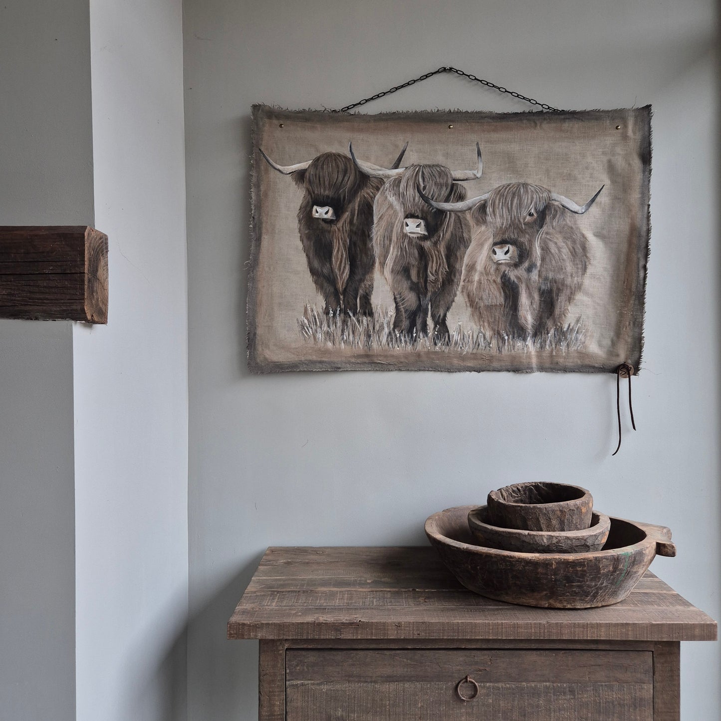 Uniek handgeschilderd doek hooglanders San7