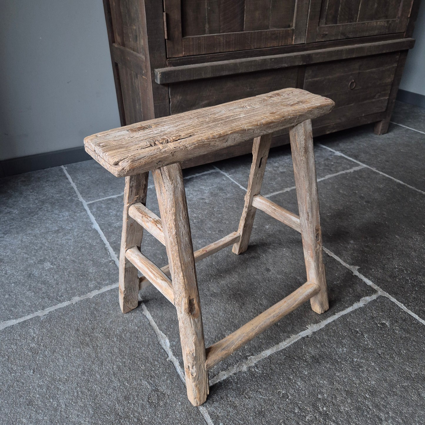 Uniek oud houten Chinese kruk | bankje nr. 10