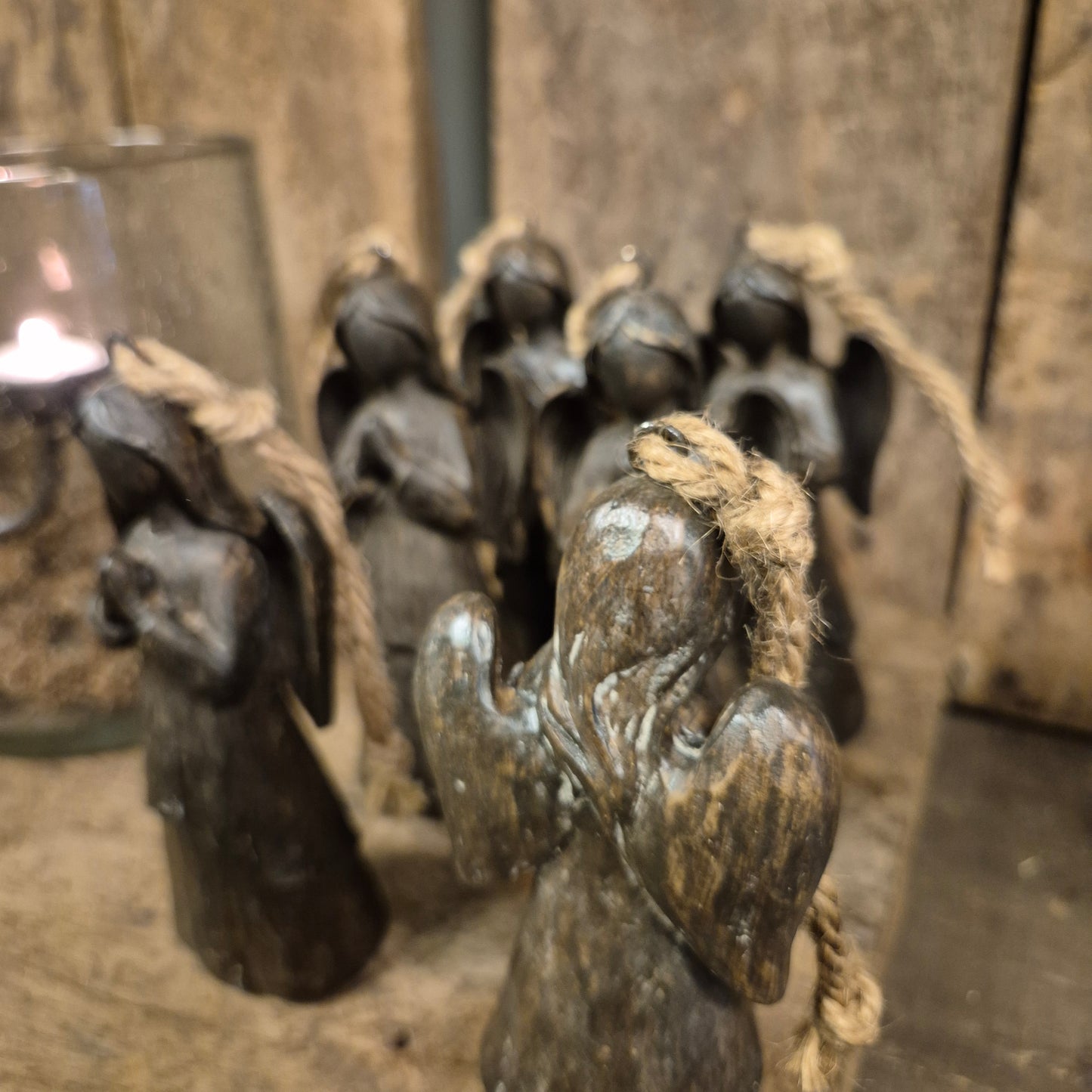 Engel hout look S met touw
