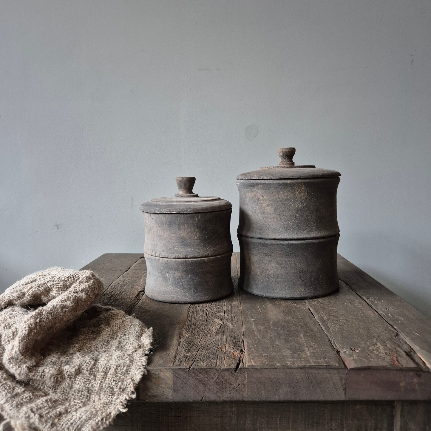 Houten pot met deksel S