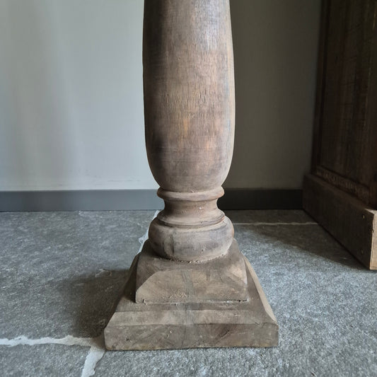 Houten baluster vloerlamp incl. shabby kap