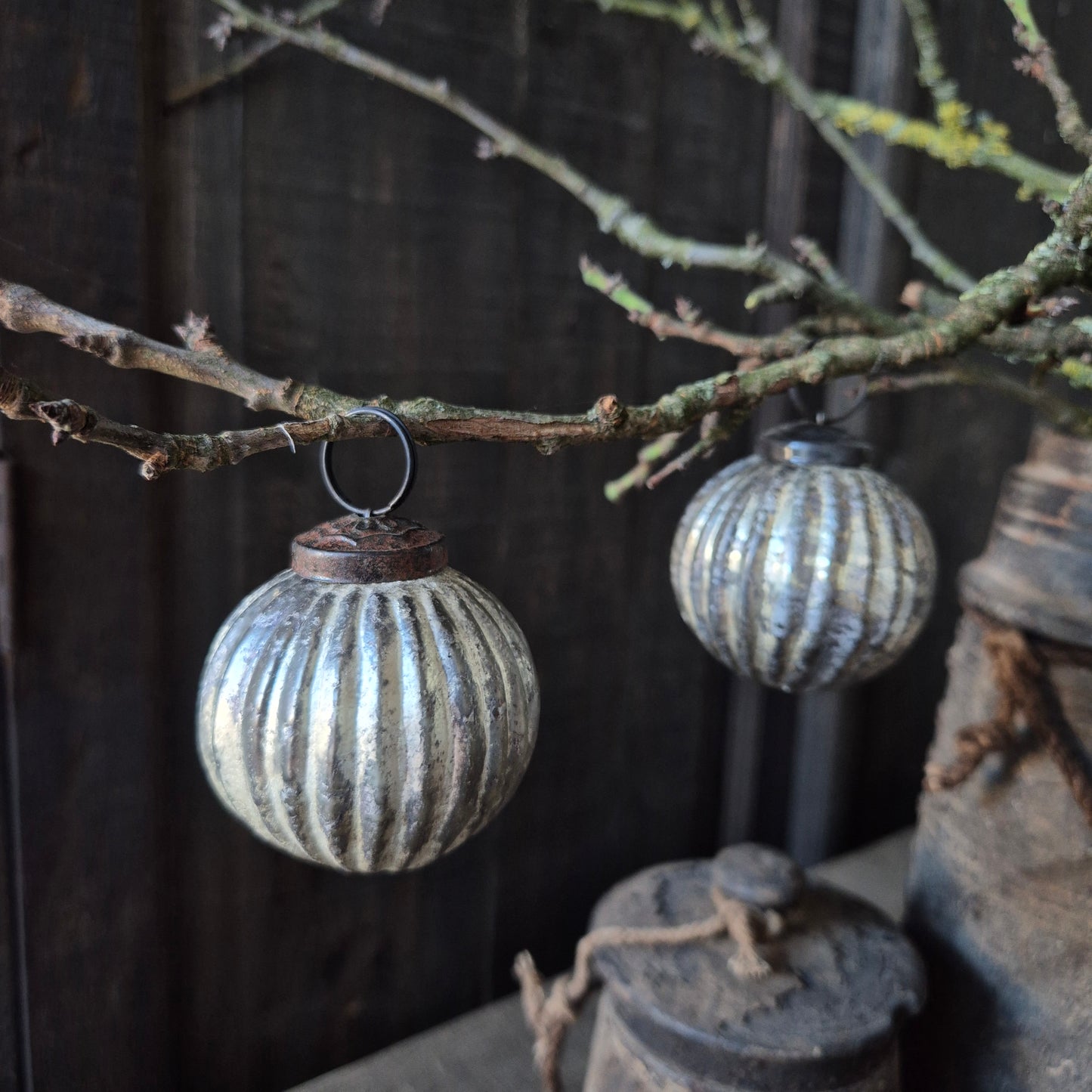 Kerstbal Antiek zilver | 5cm