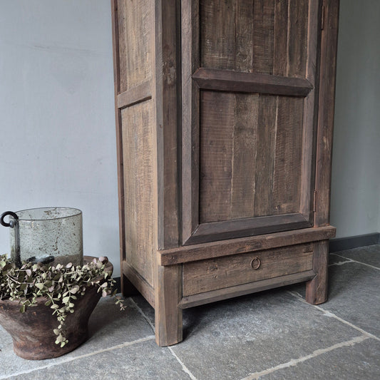 Landelijke kast 1-deurs met lade | oud hout | Driftwood