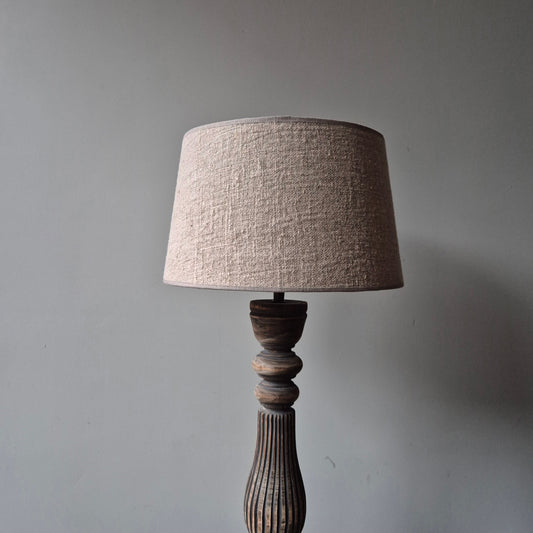 Houten baluster tafellamp incl. shabby kap L