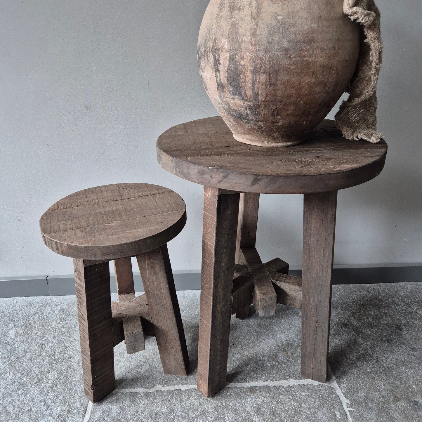 Bijzettafeltjes driftwood rond | set van 2