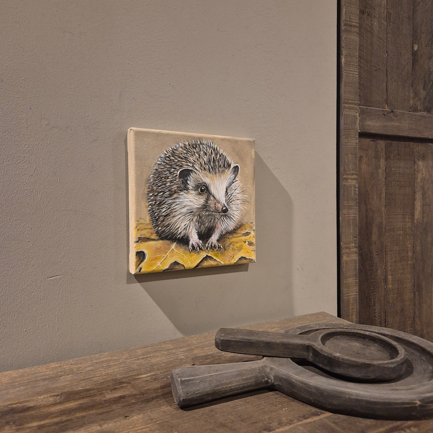 Stoer & sober schilderij Egel handgeschilderd