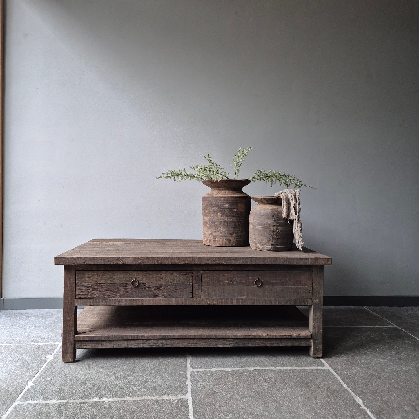 Salontafel driftwood 4 lades + onderblad 120cm