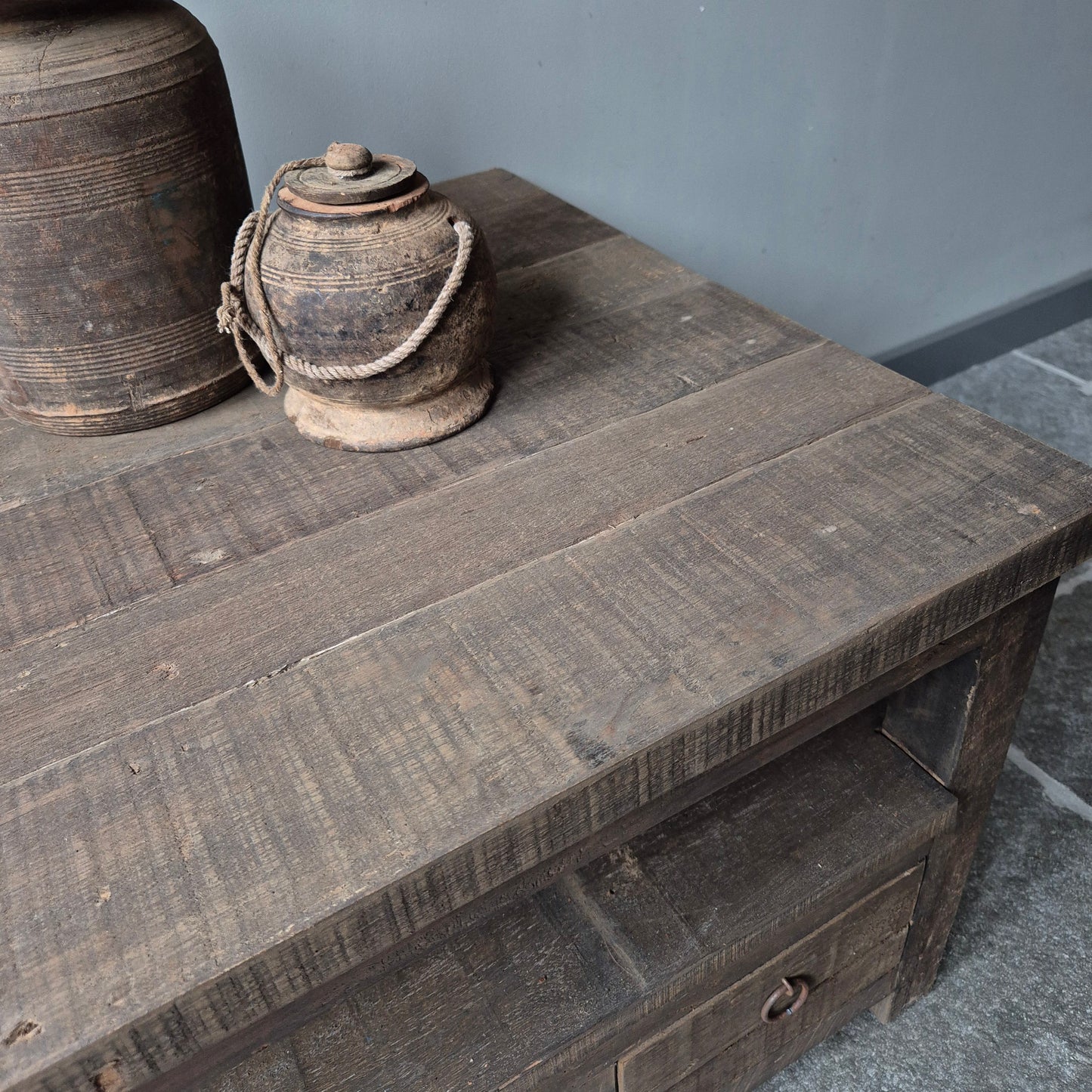 Salontafel driftwood vierkant | 2 lades