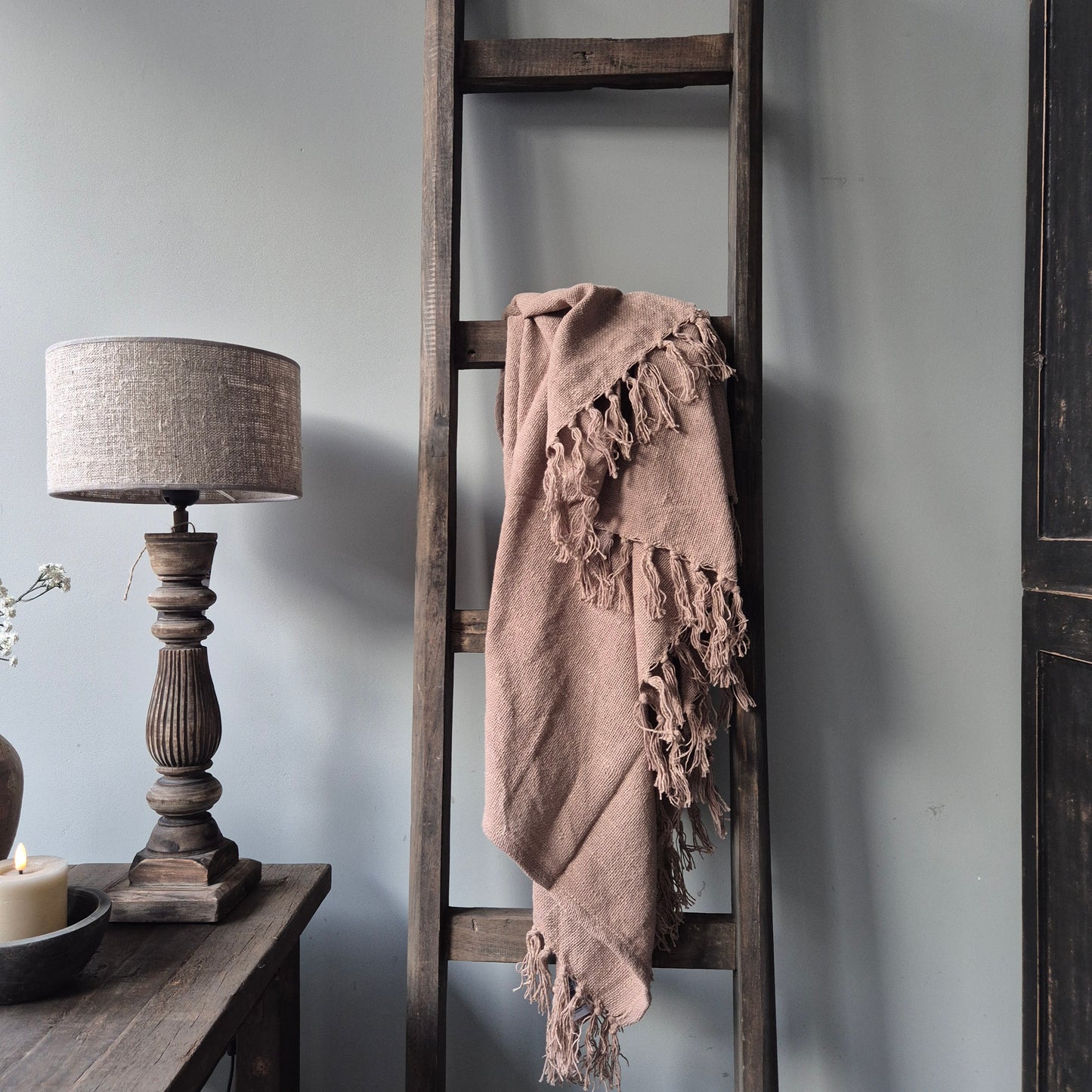 Plaid miem franje 130x160cm taupe