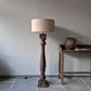 Houten baluster vloerlamp Umber incl. shabby kap | vierkant