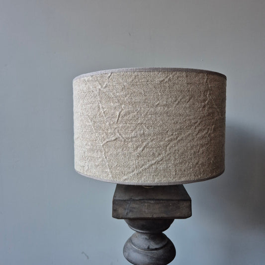 Houten balusterlamp incl. shabby kap M