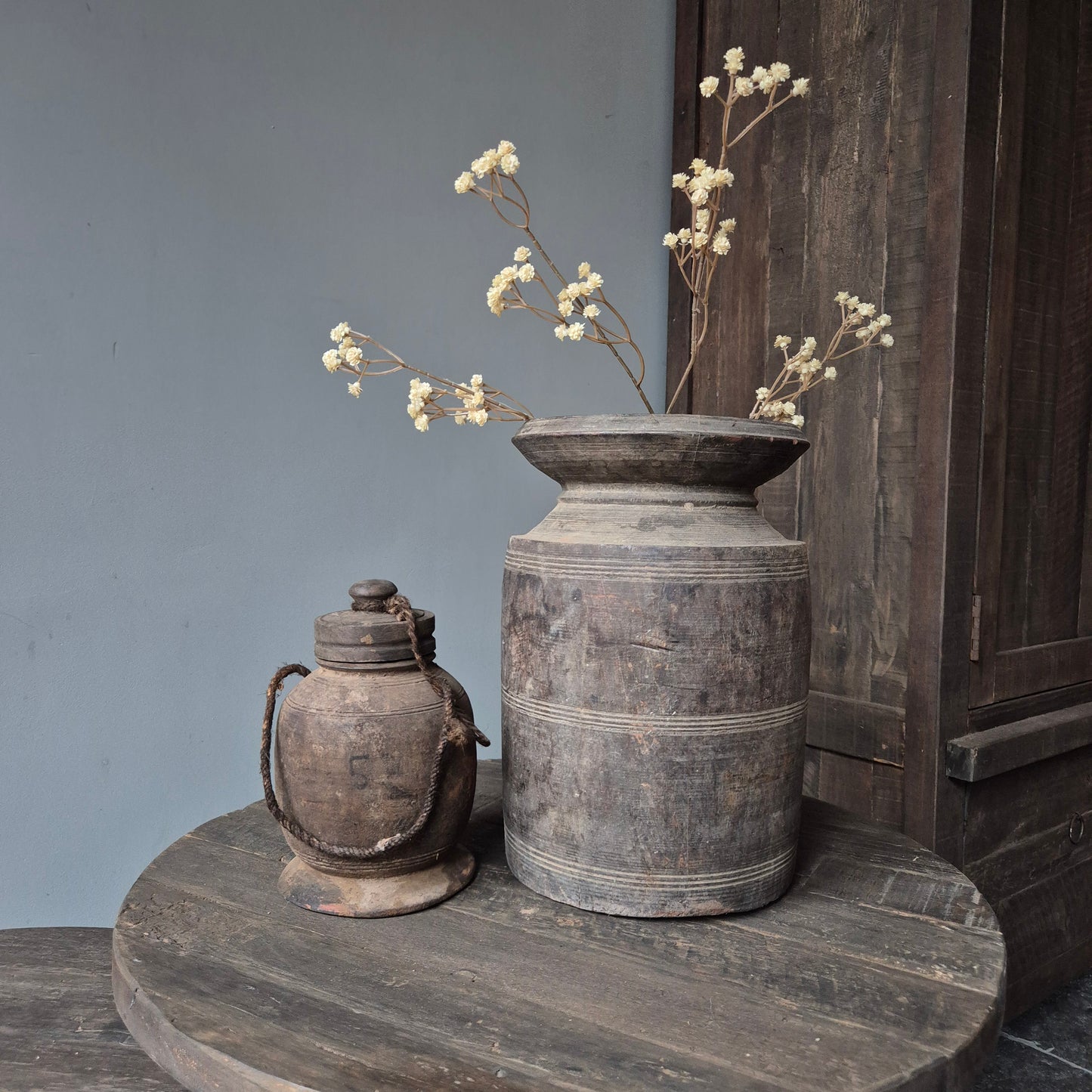 Oud houten kruik nr. 123 (rechts)