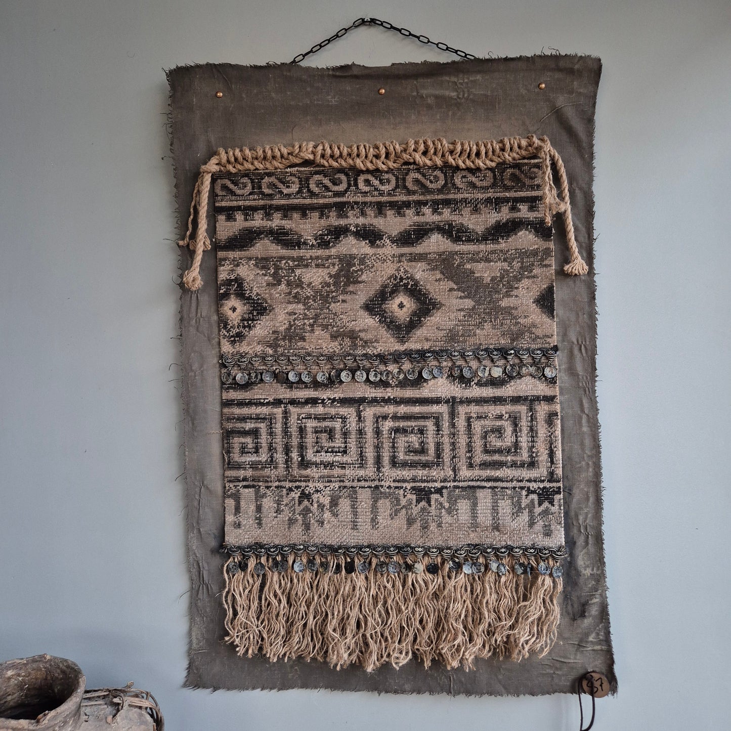 Uniek handgemaakt wanddoek kelim San7