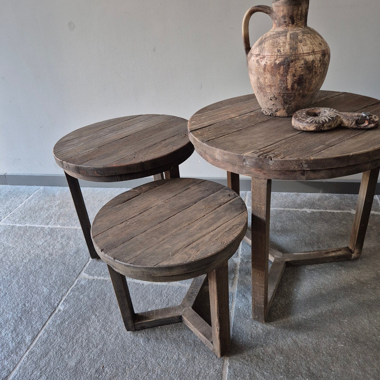 Salontafel rond driftwood | set van 3