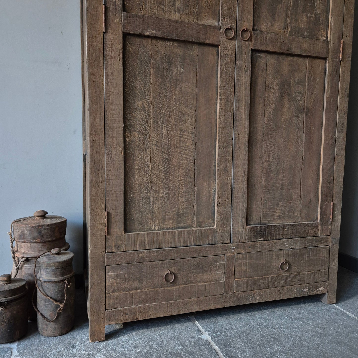 Landelijke kast | 2 deuren & lades | oud hout Driftwood