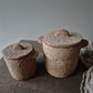 Stenen pot met deksel beige M
